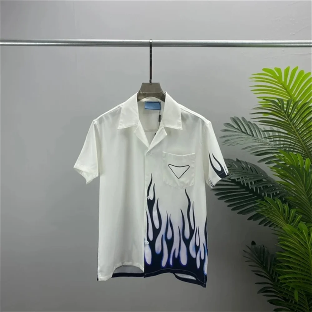 Luxury Royal Shirts for Men Clothing Letter Floral Desiger Digital Printing Short Sleeve Shirts Camisas Social Masculina De Luxo