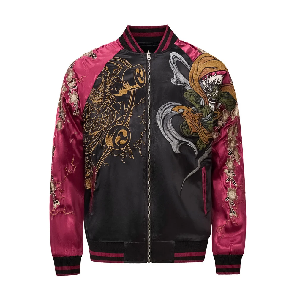 

Autumn Streetwear Hip Hop Japanese Anime Demon Embroidered Zipper Jacket Men's Harajuku Baseball Coat 2025