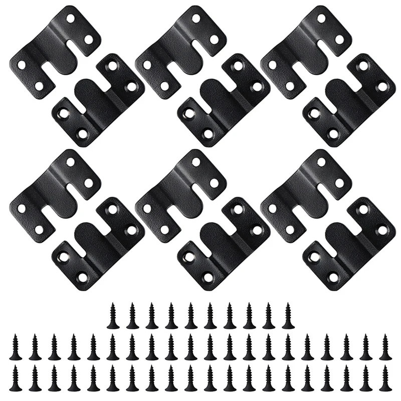 

12PCS Metal Mount Bracket Mirror Brackets Interlock Hanging Buckle Z Clips Headboard Wall Mounting Brackets With 48PCS Screws