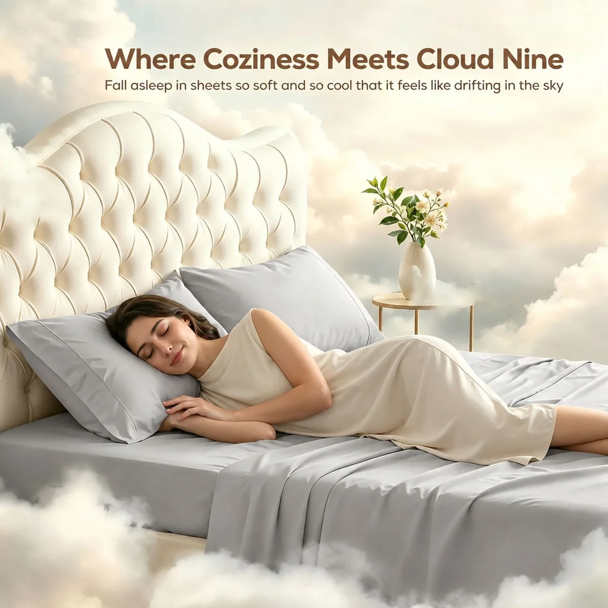 Queen Size 3/4pcs Bamboo Fiber Fitted Sheet Set, 14-Inch Deep Pockets, Hotel Luxury Sheets, Ultra-Soft, Comfortable, Breathable, Wrinkle-Resistant, And Fading-Resistant. Includes Fitted Sheet, Sheet, And 1/2 Pillowcase