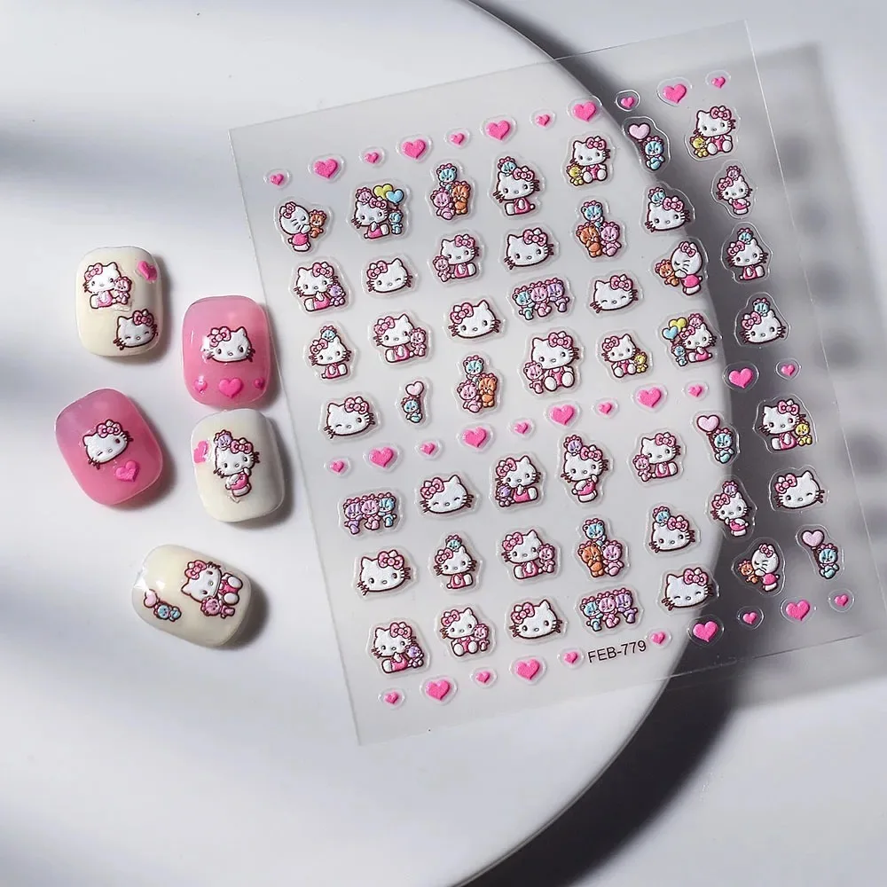 

Cartoon Embossed Kittys Cat Nail Stickers Cartoon Nail Supplies Nails Stickers Art Decoration