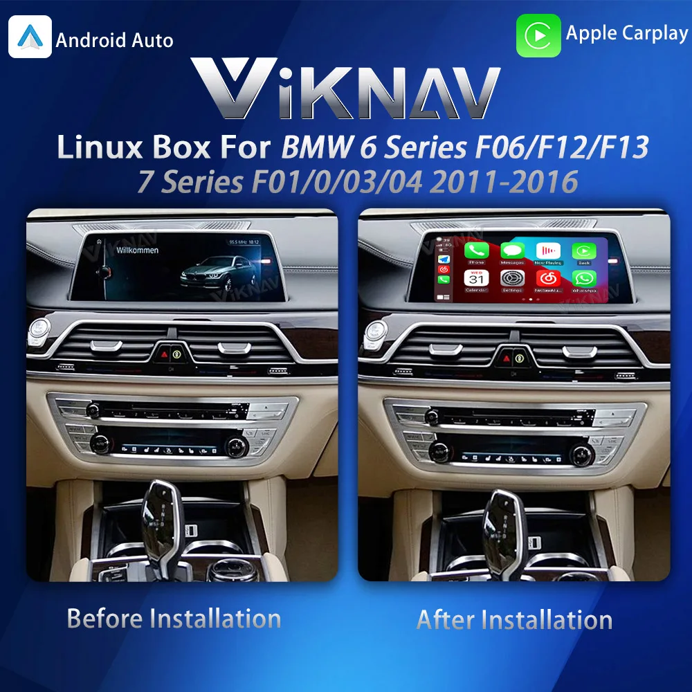 صندوق فك تشفير نظام أندرويد التلقائي لسيارات BMW 6 Series F06/F12/F13 7 Series F01/02/03/04 2011-2016 MuItimedia CarPlay اللاسلكي