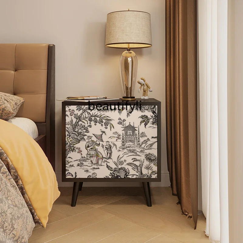 

Новый стиль, французский современный минималистичный маленький шкаф из орехового дерева, прикроватная тумбочка, боковой столик, шкафчик для хранения ss 7304