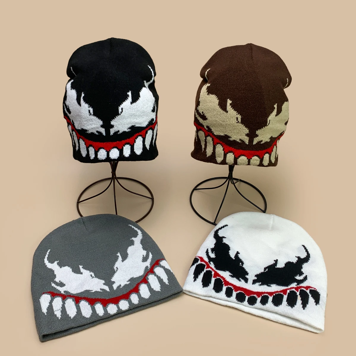 European American Style Jacquard Grimace Knitted Hats New Men Women Warm Street Fashion Personal Versatile Rap Hip-hop Beanies