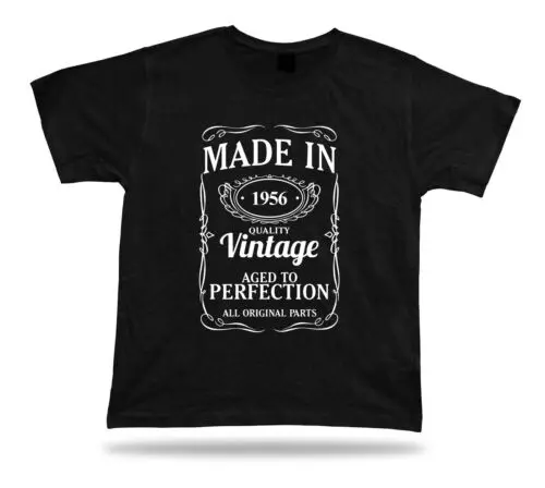 Printed T shirt tee Made in 1956 happy birthday present gift idea unisex