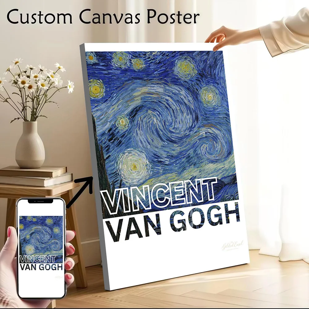 Vincent Van Gogh Starry Night Canvas Wall Arts Poster Customizable Pictures Printing for Room Art Print Decorative Picture Mural