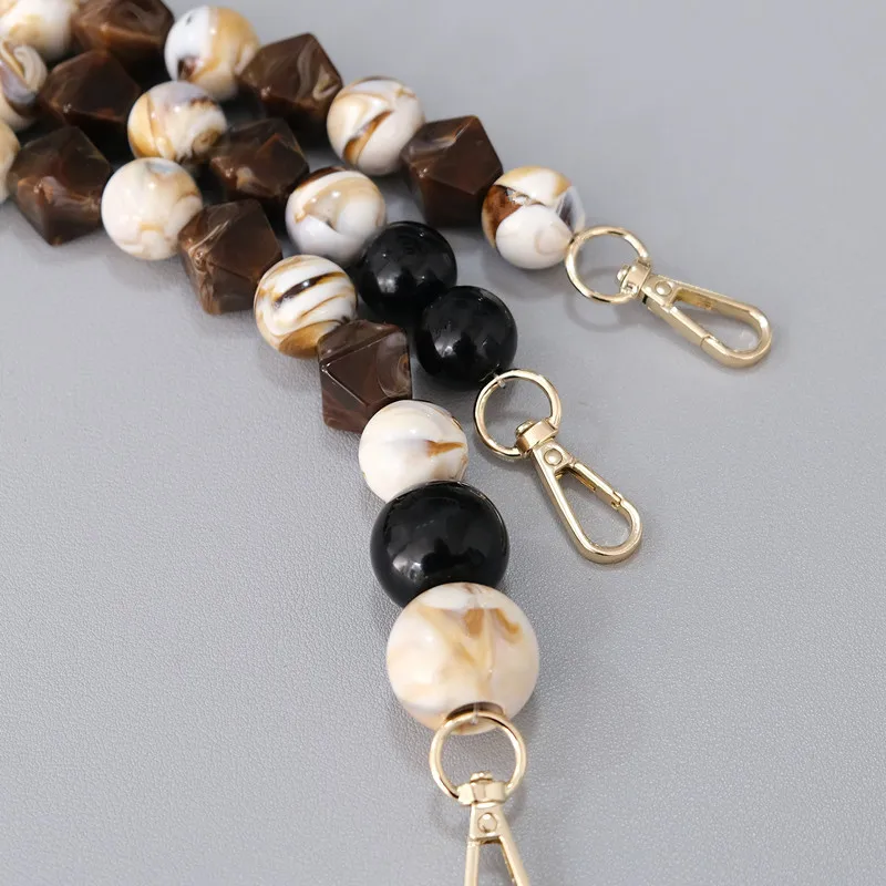 Nieuwe Vrouw Zak Accessoire Bruin Beige Acryl Hars Kralen Onderdelen Luxe Handgemaakte Polsband Vrouwen Vervanging Zak Handvat Ketting