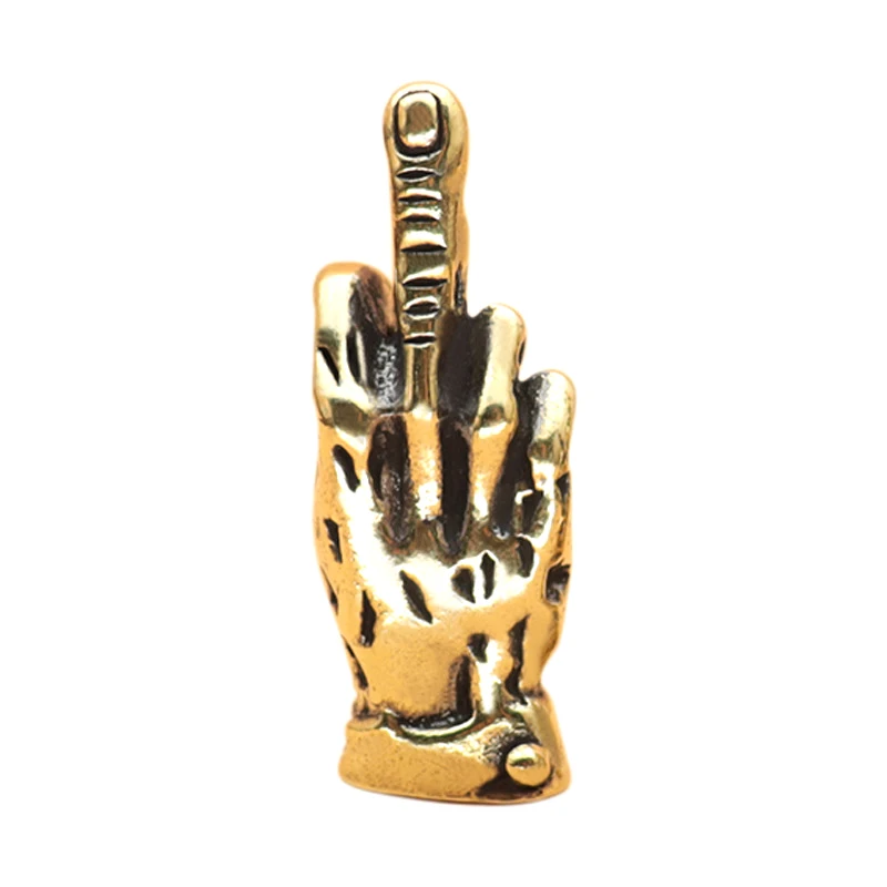 Copper Hand With Erect Middle Finger Up Statue Punk Style Vintage Brass Hand Miniature Ornaments Home Office Desk Decoration Toy