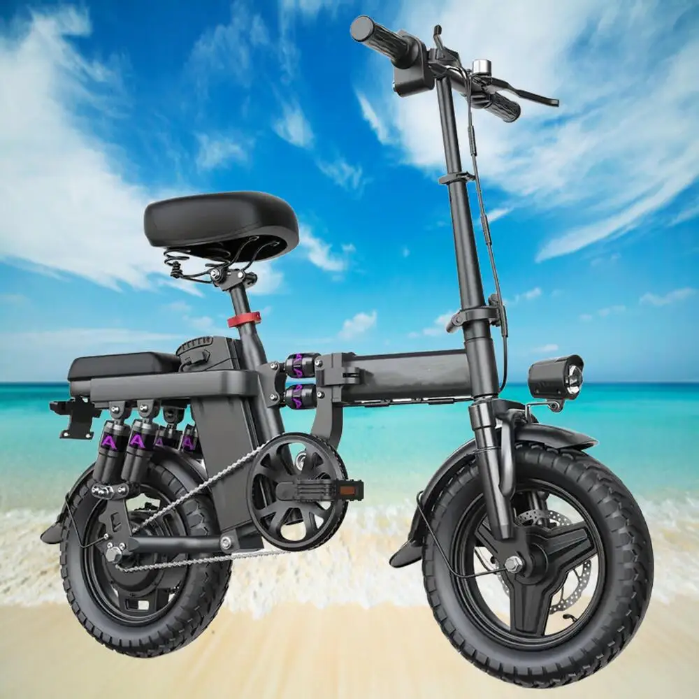 

500W Folding Electric Motorcycles Bike, 48V 20AH/15AH/10Ah Removable Battery, 14'' Foldable EBike For Commuting And Traveling
