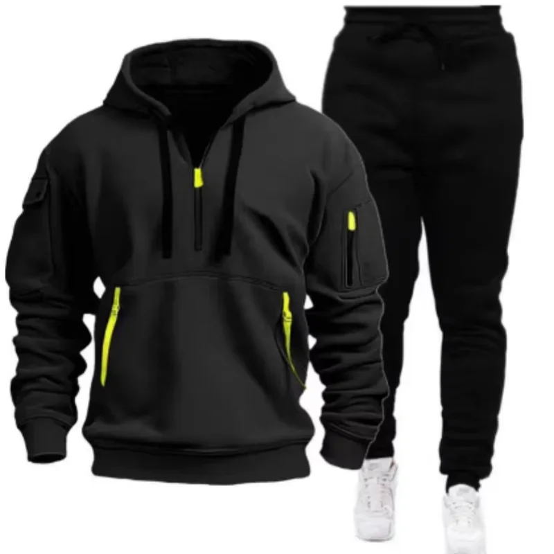 

Men Tracksuit Casual Joggers Hooded Sportswear Jackets And Pants 2 Piece Sets Hip Hop Running Sports Suit S-XXXL