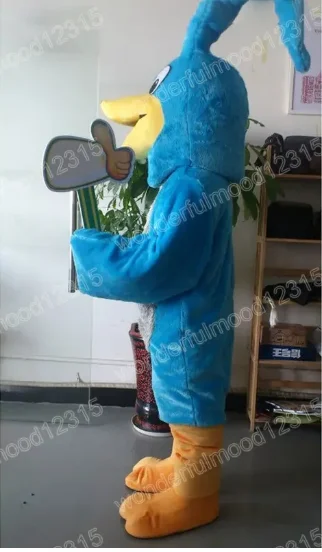 New Adult Halloween Christmas Lovely Blue Parrot Bird Fancy Dress Cartoon Mascot Costume Plush Fancy Dress Mascot Costume