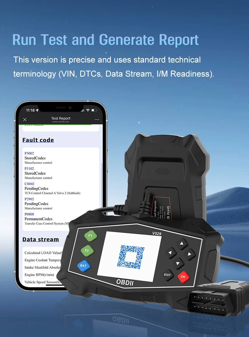 Multi-Languages V529 OBD2 Diagnose Scanner  Diagnostic Fault Code readers Car Code Reader Diagnostic Scanner Engine Analyzer