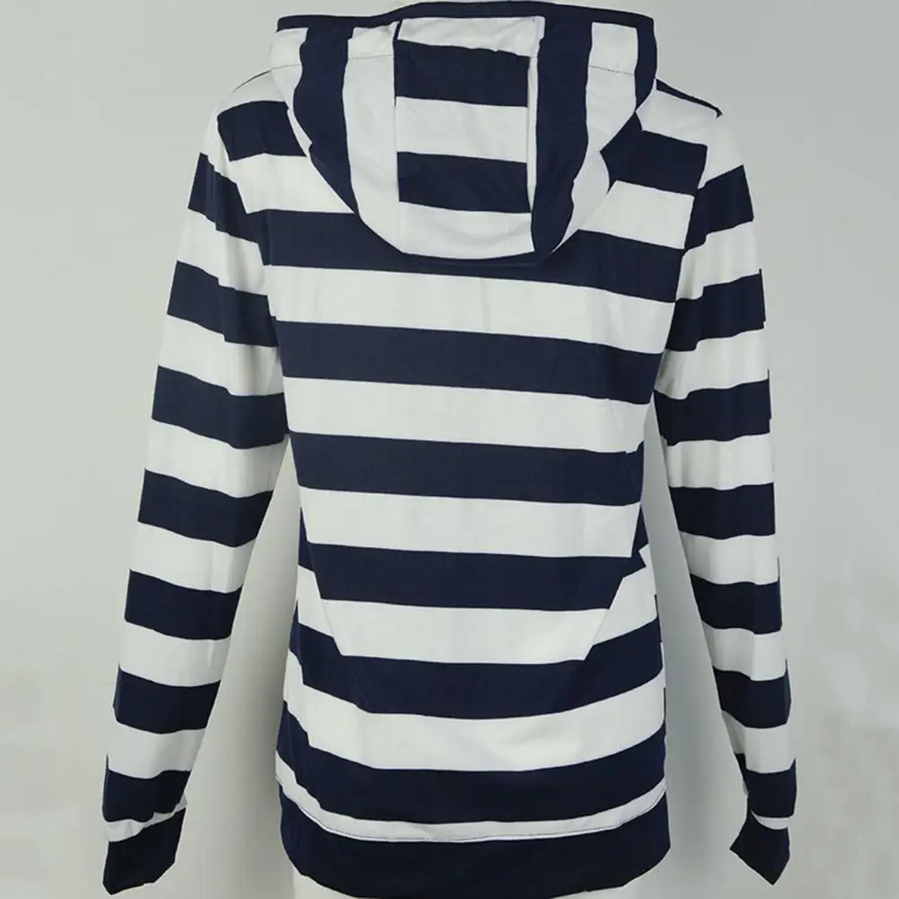 Skin-Touching  Stylish Fall Winter Casual Striped Sweatshirt Jacket Thick Women Coat Pockets   for School