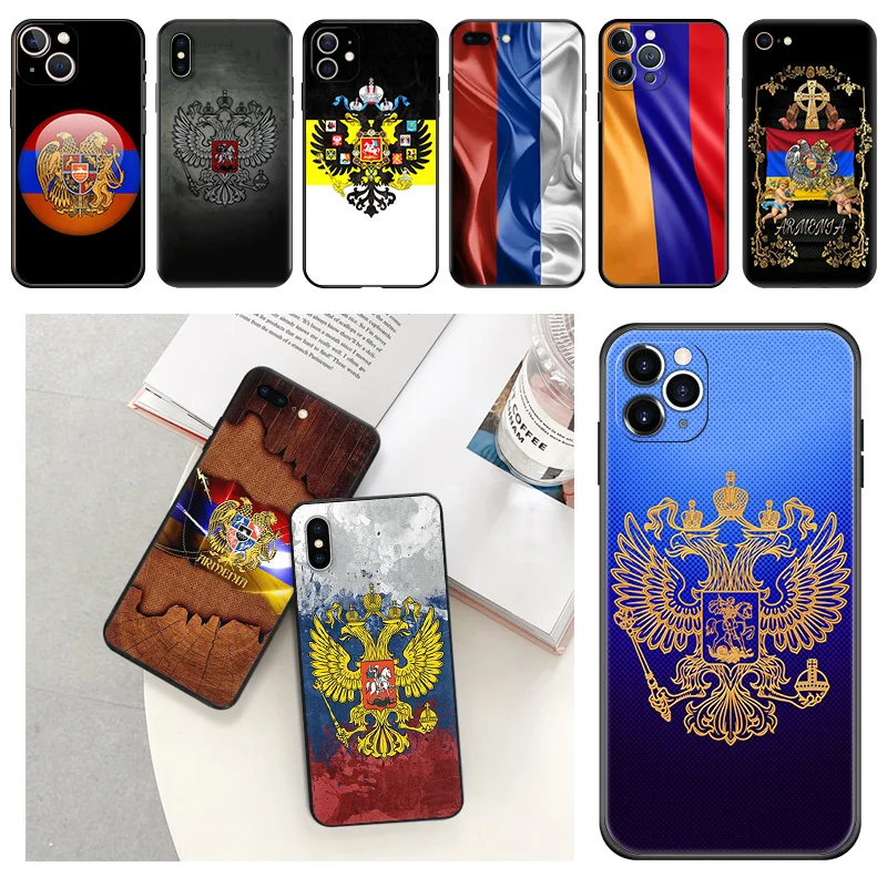 Phone Cases For iphone 15Pro XS Max 11 12 13 14 Pro 7 8 15 Plus Mini SE X XR Russia Armenia Flag Camera Protective Cover