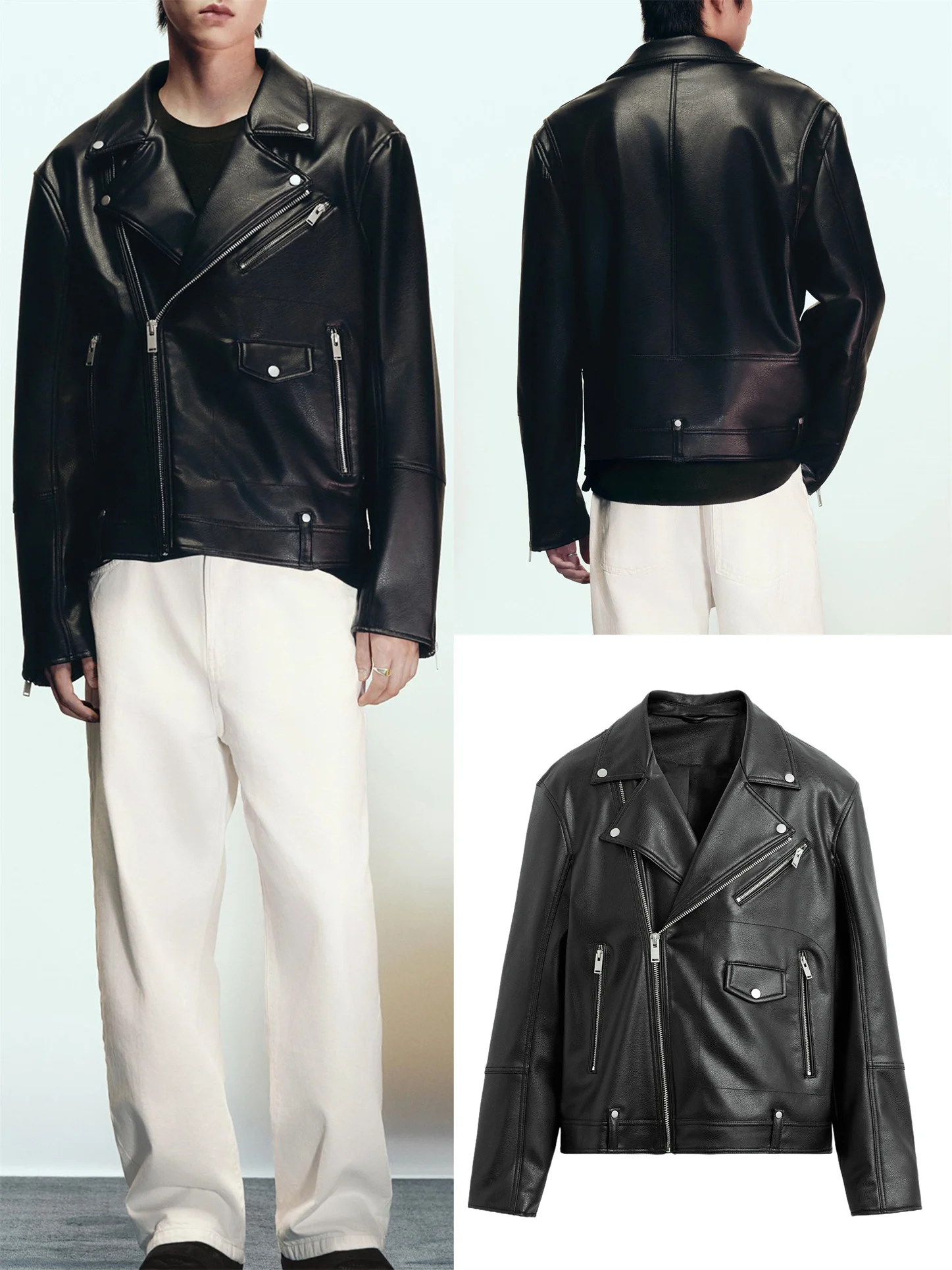 

Faionable American Sle Мужское мотоциклетное кожаное пальто свободного кроя, Новое поступление, осенний сезон, повседневная одежда, длинный свеч Z...