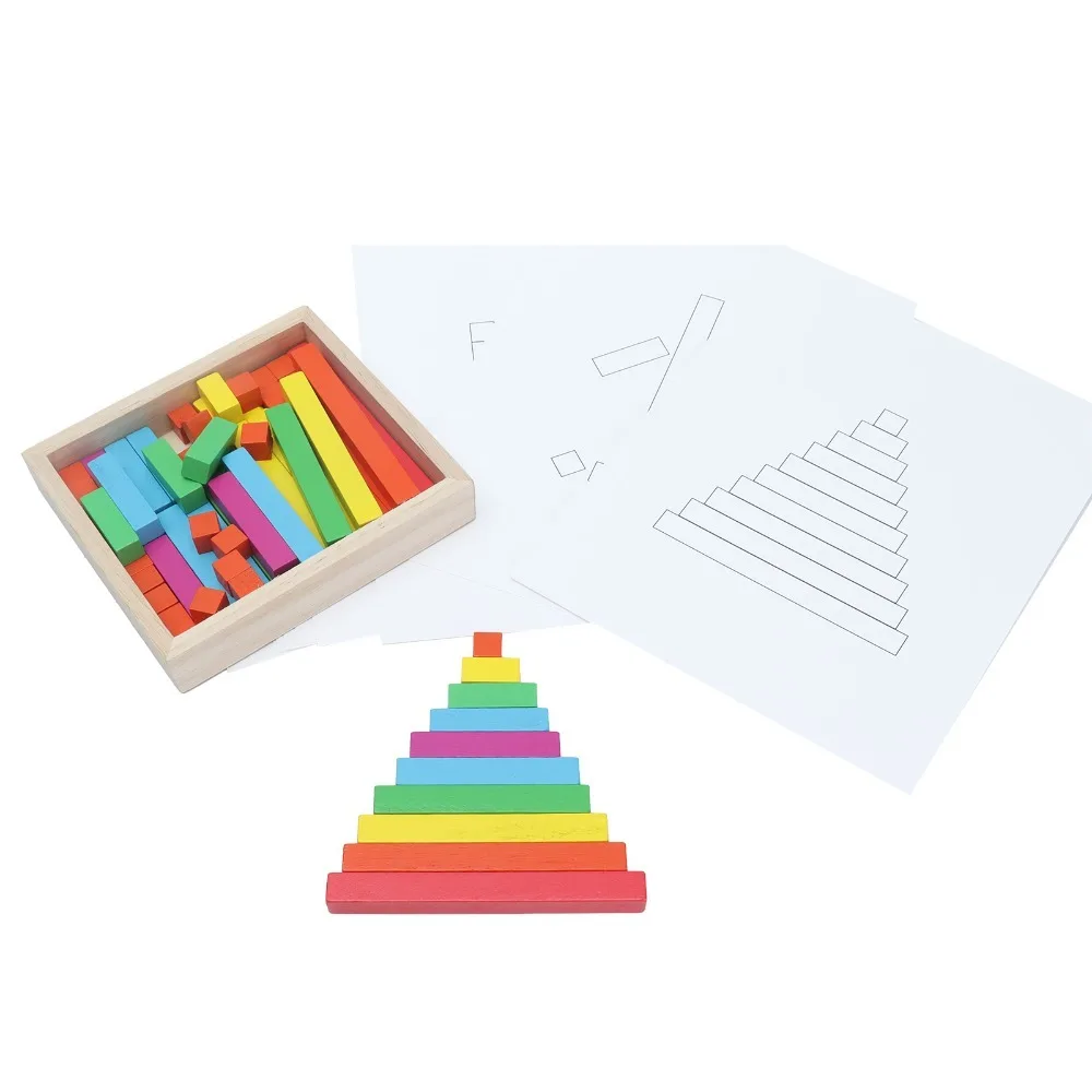 Practical Colorful Wooden Counting Sticks Arithmetic Toy Multicolored Building Blocks Homeschool Supplies