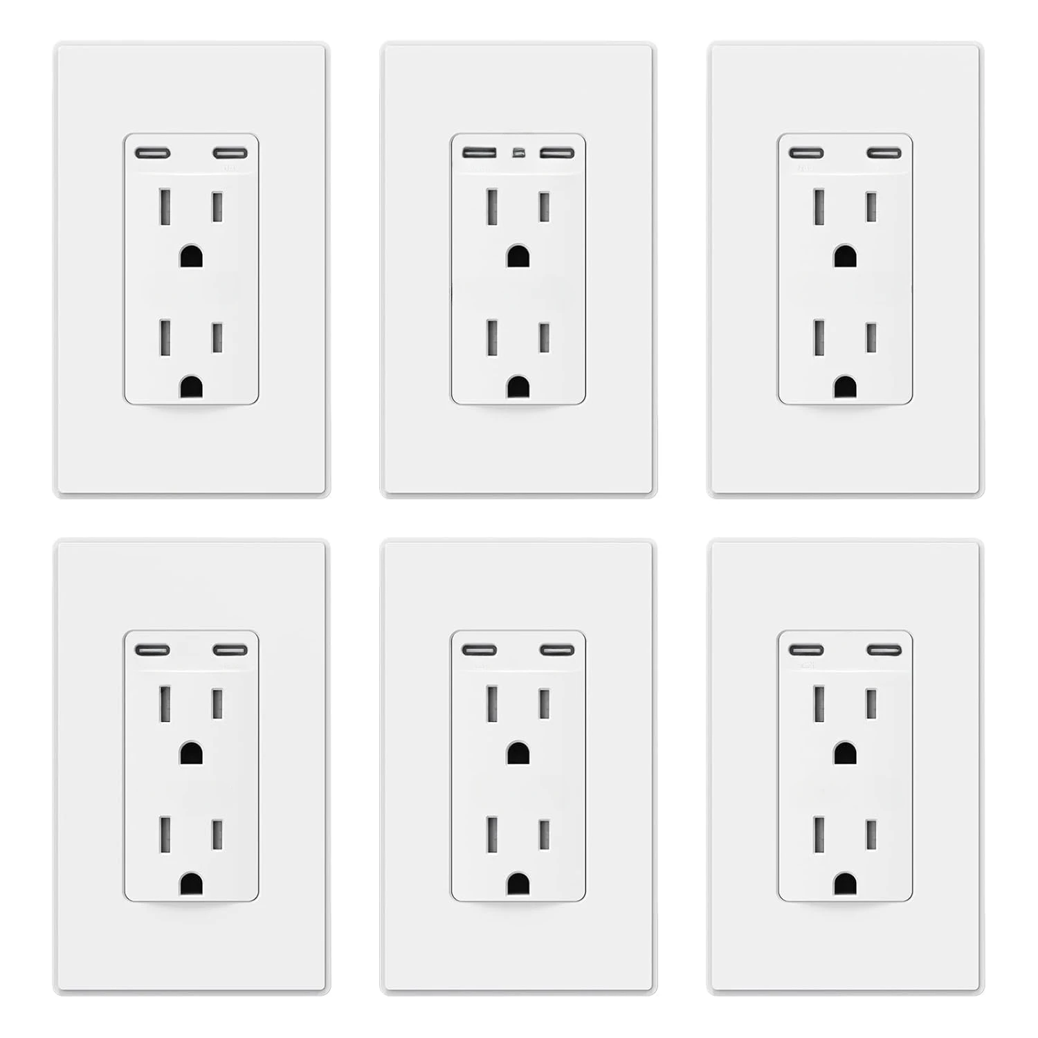 65W Ultra-Speed USB C Outlet Receptacle for Laptop, 15 Amp Wall Outlet with USB C Ports, Tamper Resistant USB Outlet