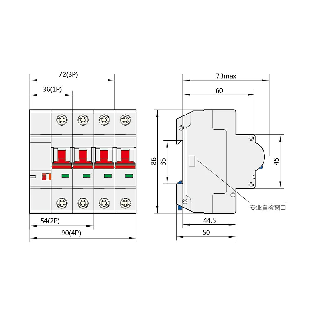 4P 100ATuya Smart Life  Din Rail WIFI Circuit Breaker Switch,MCB Recloser Overload Short Circuit Protection Alexa Remote Control