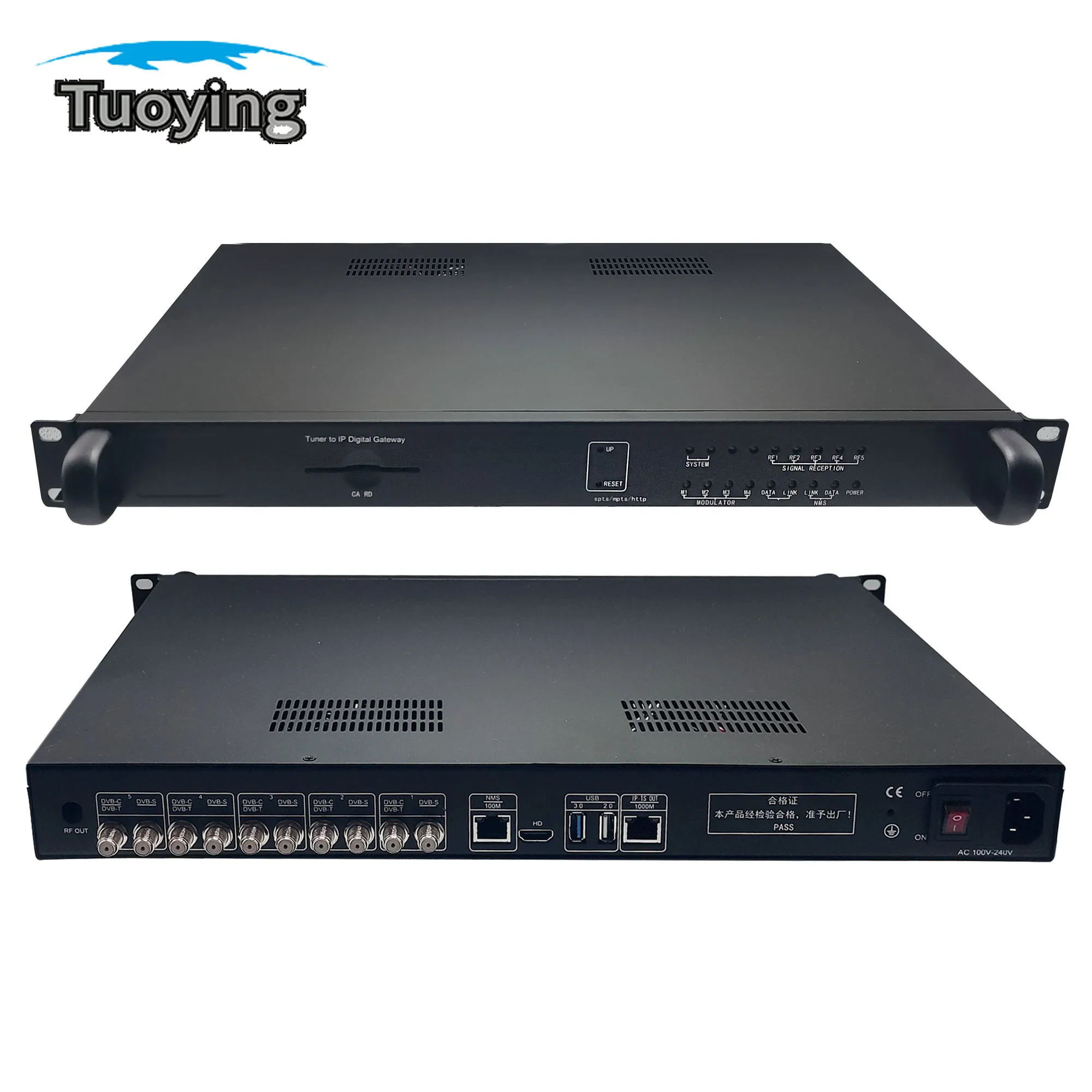 

5-channel Digital Gateway Streaming Receiver Tuner DVB-S DVB-S2 DVB-T T2 DVB-C ISDBT to IP UDP HTTP RTSP oscam decryptable