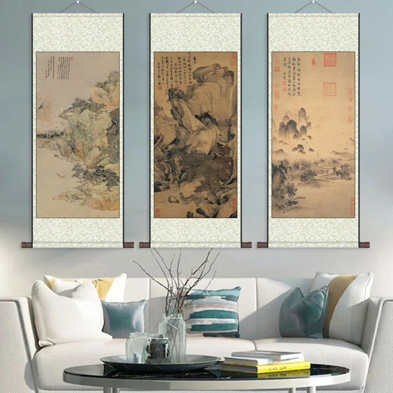 Landscape Paintings Four Great Talents of Ming Dynasty Silk Paintings Chinese Ink Paintings Home Decor Posters Living Room Mural