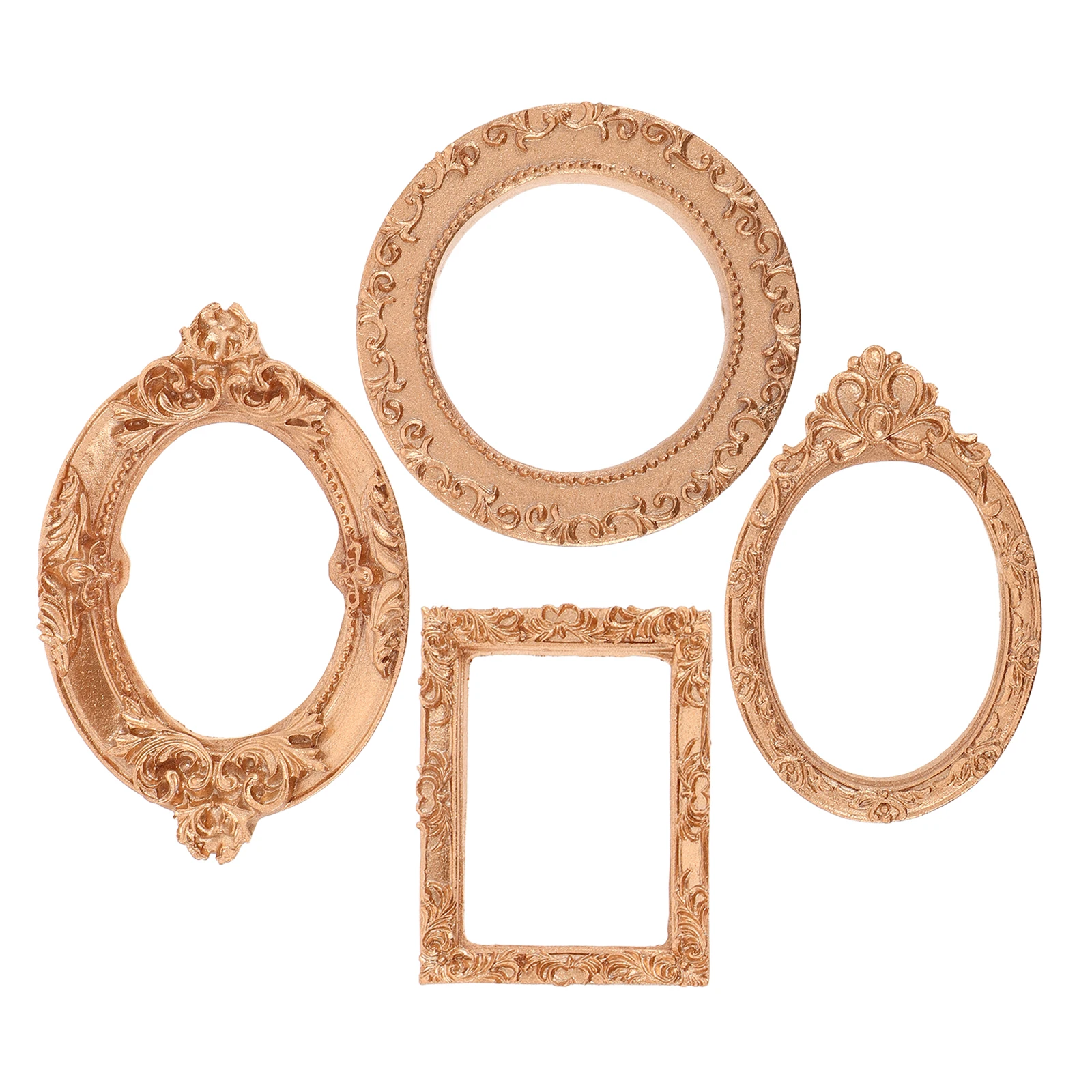 

4Pcs Mini Photo Frame Vintage European Style Resin Small Holder Kit for Jewelry Display Home Decor Party Props