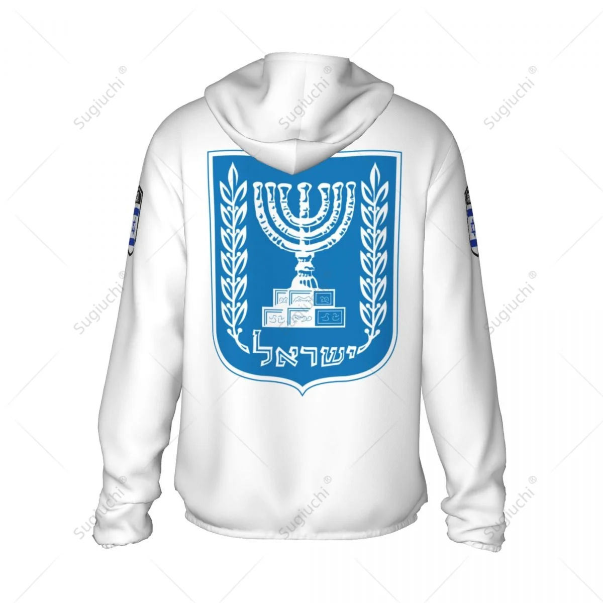 Israel Flag Grain Sun Protection Hoodie, Roupas com protetor solar, Pesca, Ciclismo, Corrida, Secagem rápida, Manga comprida com zíper, Poliéster