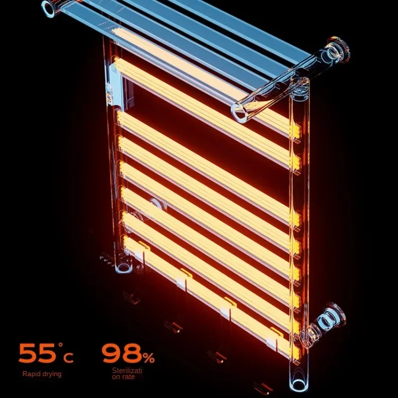 Cyfrowy wyświetlacz Elektryczny stojak z półką Suszarka do ręczników Czarny Biały Szary Kontrola temperatury w łazience, podgrzewacz czasowy, nowoczesny design