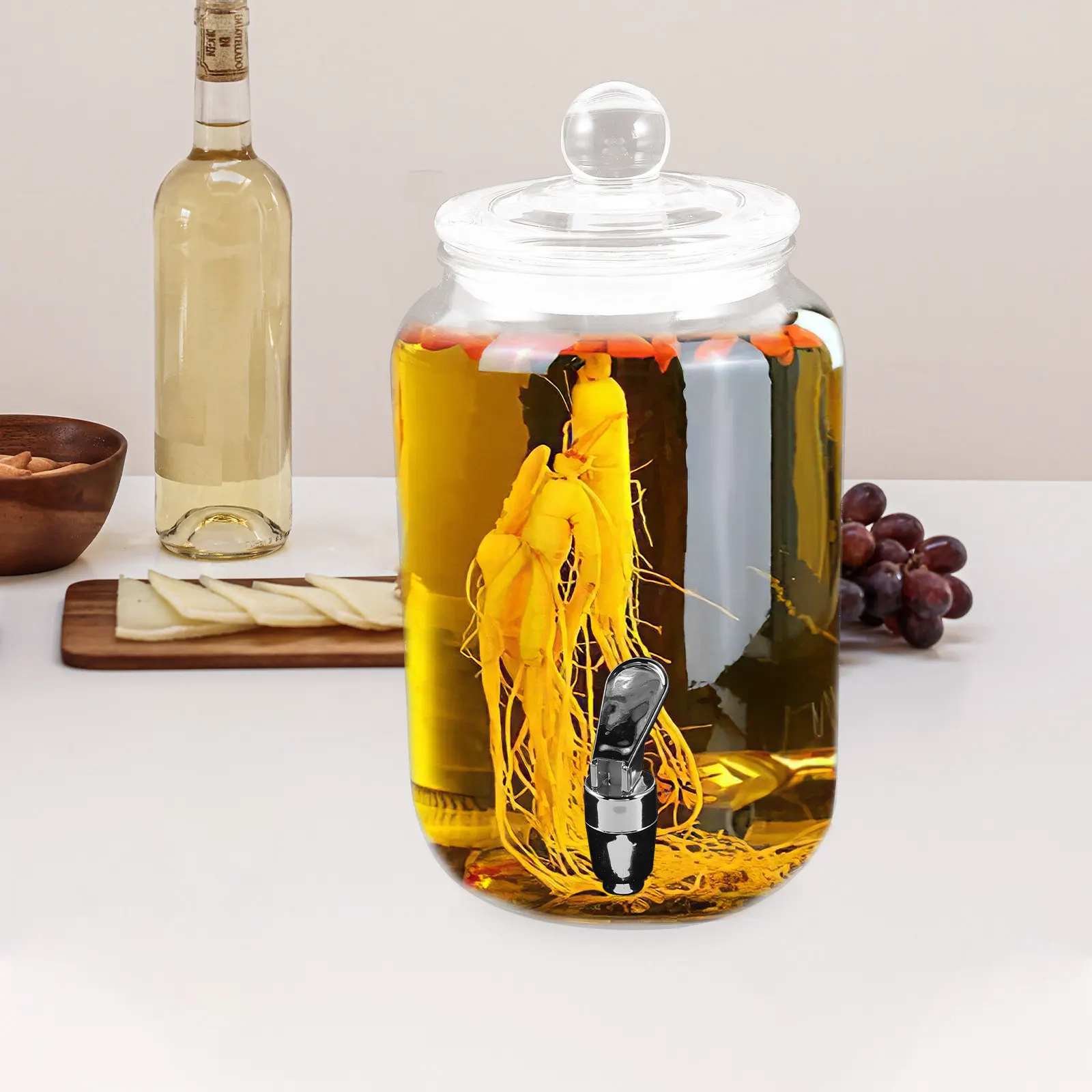 

Glass Juice Can Elegant Large Capacity Wine Dispenser Faucet Beverage Container Storage Holder Perfect for Party Birthday