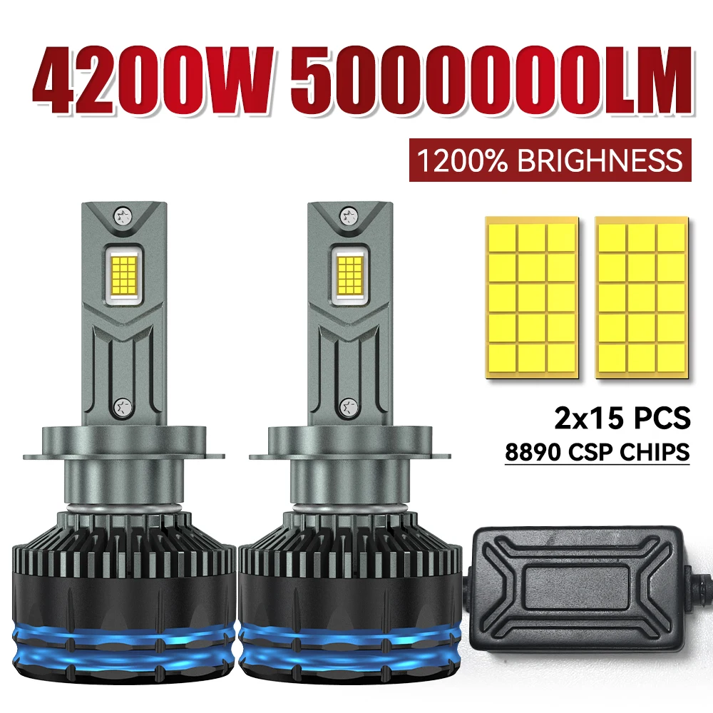 

4200W 5000000LM H7 H4 H11 Led Headlight High Power 8890 CSP Canbus H1 H8 9005 HB3 9006 HB4 9012 HIR2 Turbo Lamp Car Led Headlamp