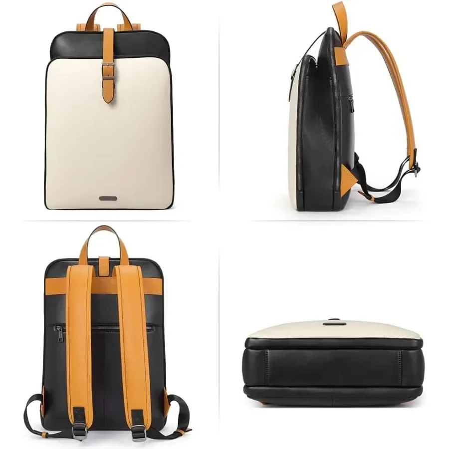 حقيبة ظهر جلدية من CLUCI للنساء مقاس 15.6 بوصة حقيبة كمبيوتر محمول كبيرة حقيبة ظهر أصلية للعمل للسفر مرة أخرى #6