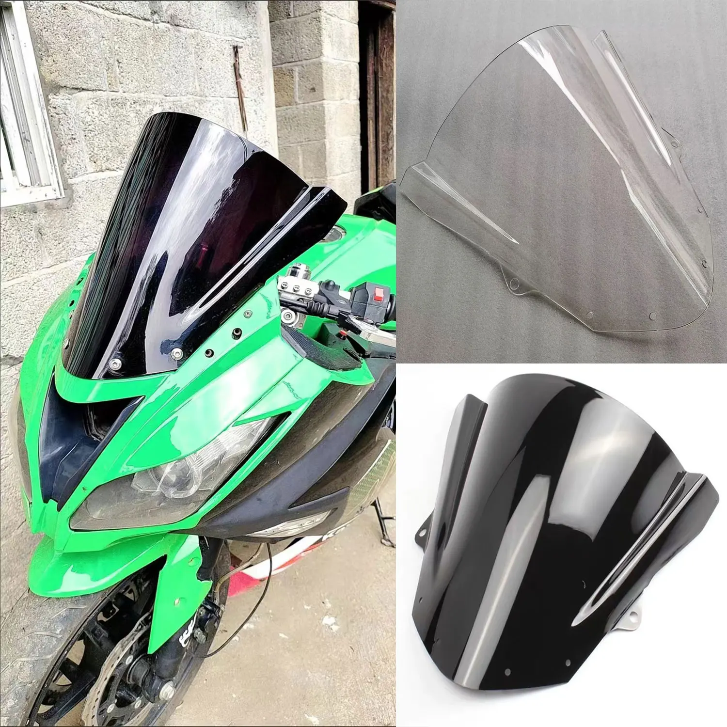 For Kawasaki Ninja 636 ZX6R ZX-6R ZX636 2009 -2023 ZX 6R ZX10R ZX-10R 2008-2010 Windscreen Screen Wind Double Bubble Windshield