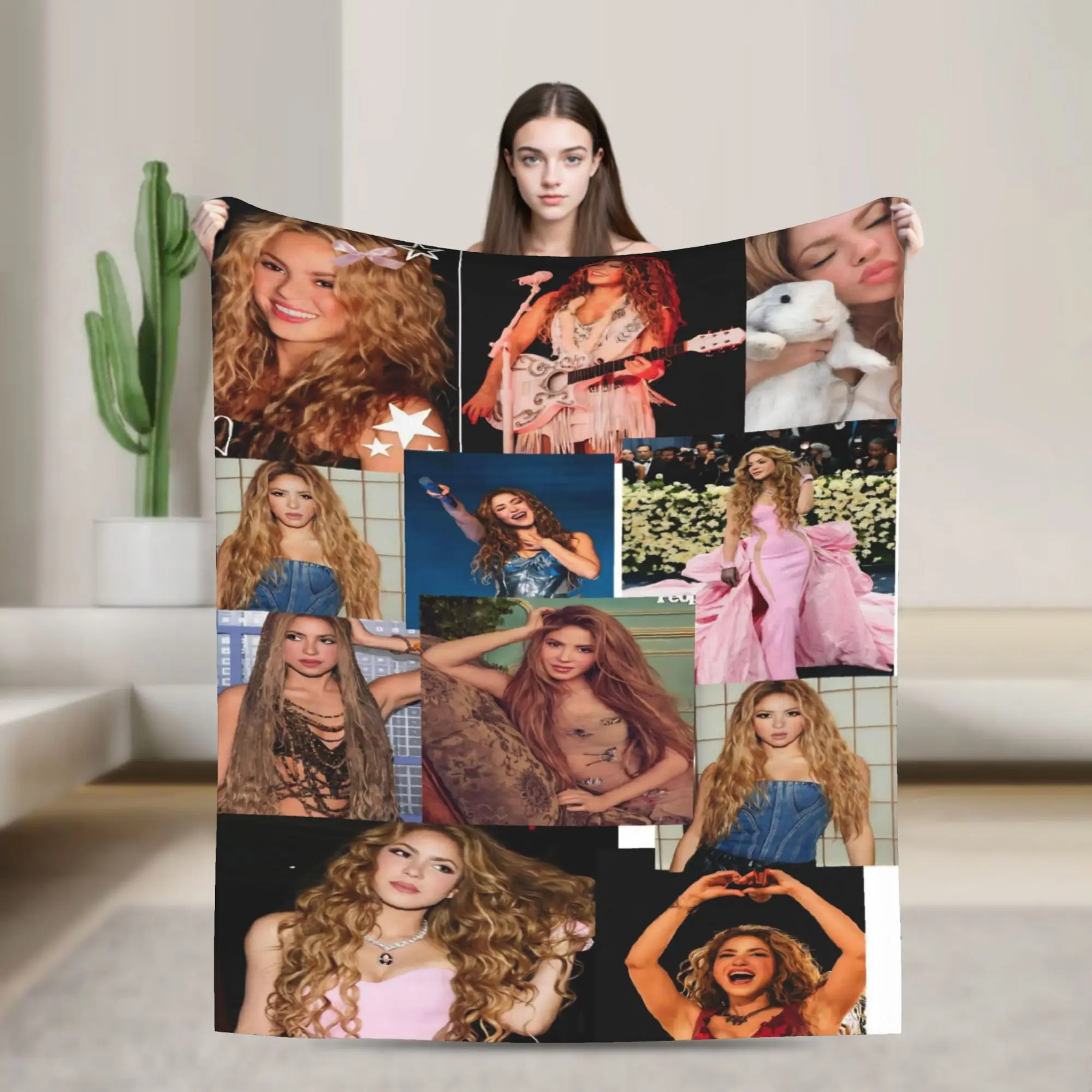 Shakira Singer Blankets Flannel  Cozy Super Soft Throw Blankets for Bedroom Rug Piece