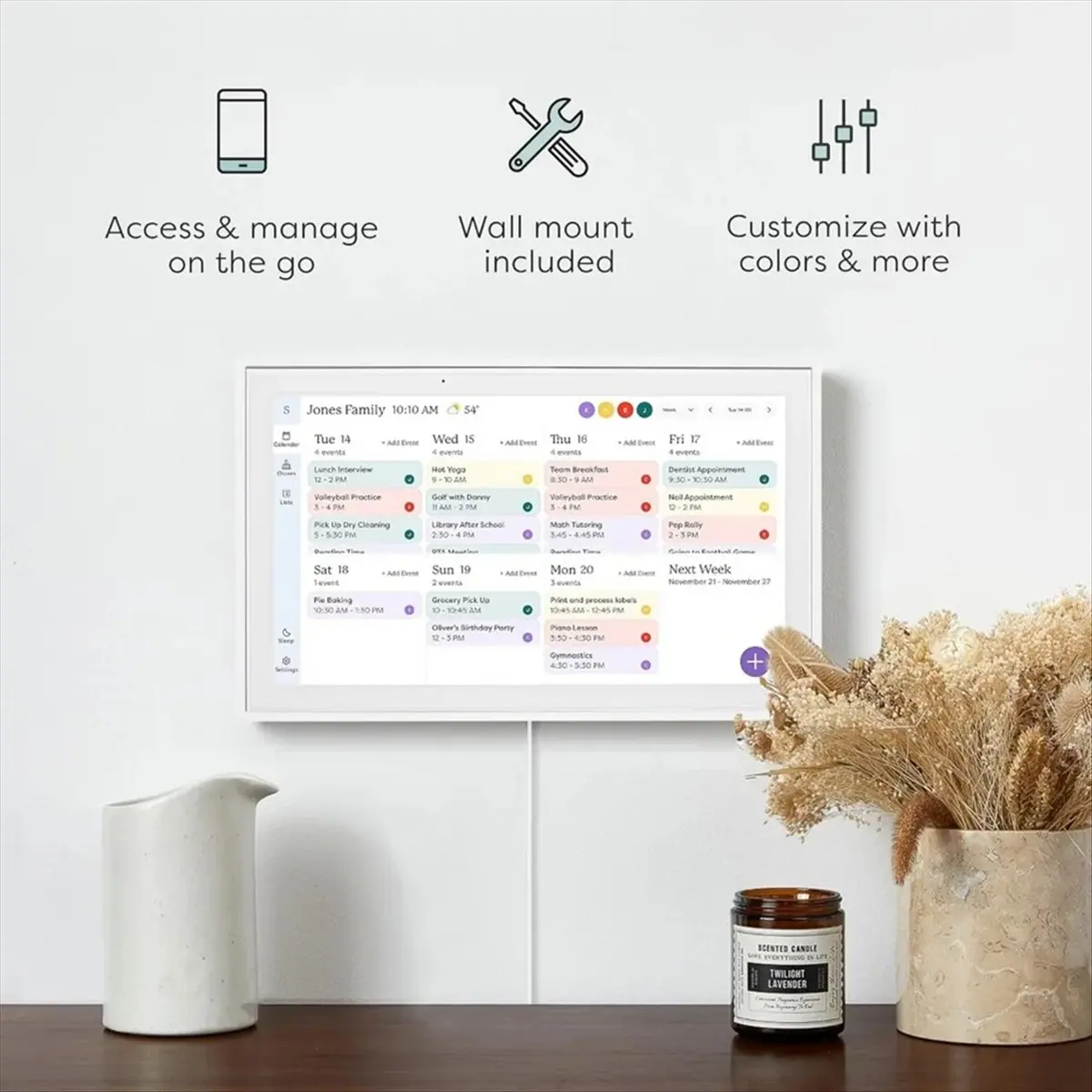 10 Inch Digital Frame Calendar Chore Chart Photo Video Play Smart Touch Screen Display for Family Schedules EU Plug