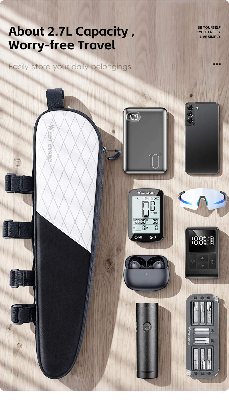 WEST BIKING Fahrrad-Rahmentasche, wasserdicht, stabil, große Kapazität, Werkzeugtasche für Rennrad, MTB, Fahrradzubehör – Detail 5