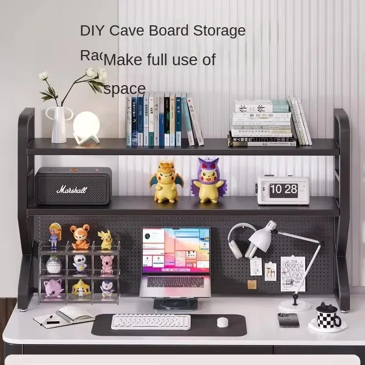 ExtraThick Steel Frame Office Desktop Multi-Layer Bookshelf Student Computer Desk Storage Stand Iron Hole Board Holder