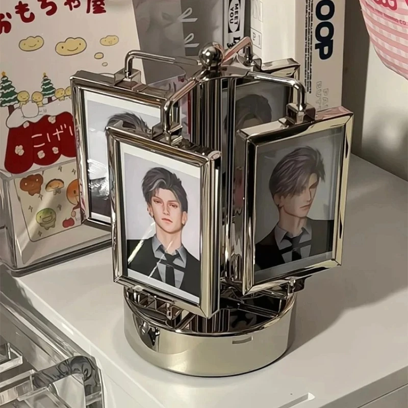 Rotating Photo Frame Gu Mei Display Stand Small Card Display Stand Gu Mei Storage High-End Diy Photo Frame Creative Ornament