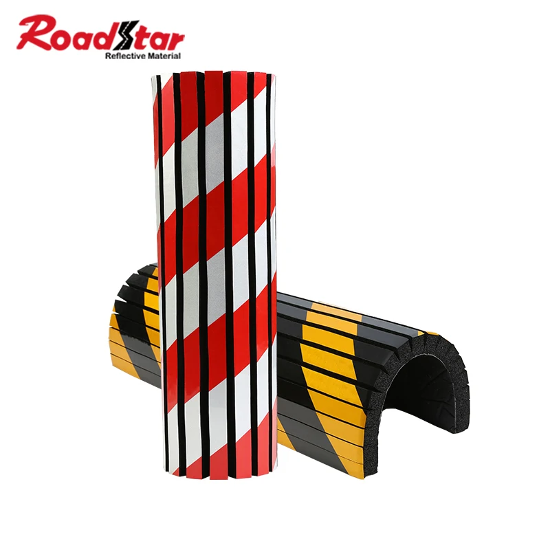 Roadstar 2pcs Reflective Car Door Bumper Protection Exterior Anti Scratch Adhesive Foam Warning Sign Parking Garage Protector