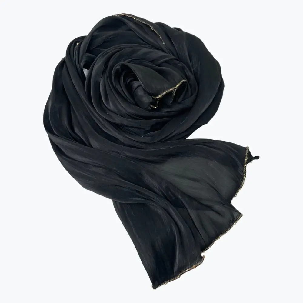 Modische Perlen Islamischer Turban Chiffon Lange Wickeltücher Schal Dünner Pashmina Ethnischer Stil Schal für Frauen