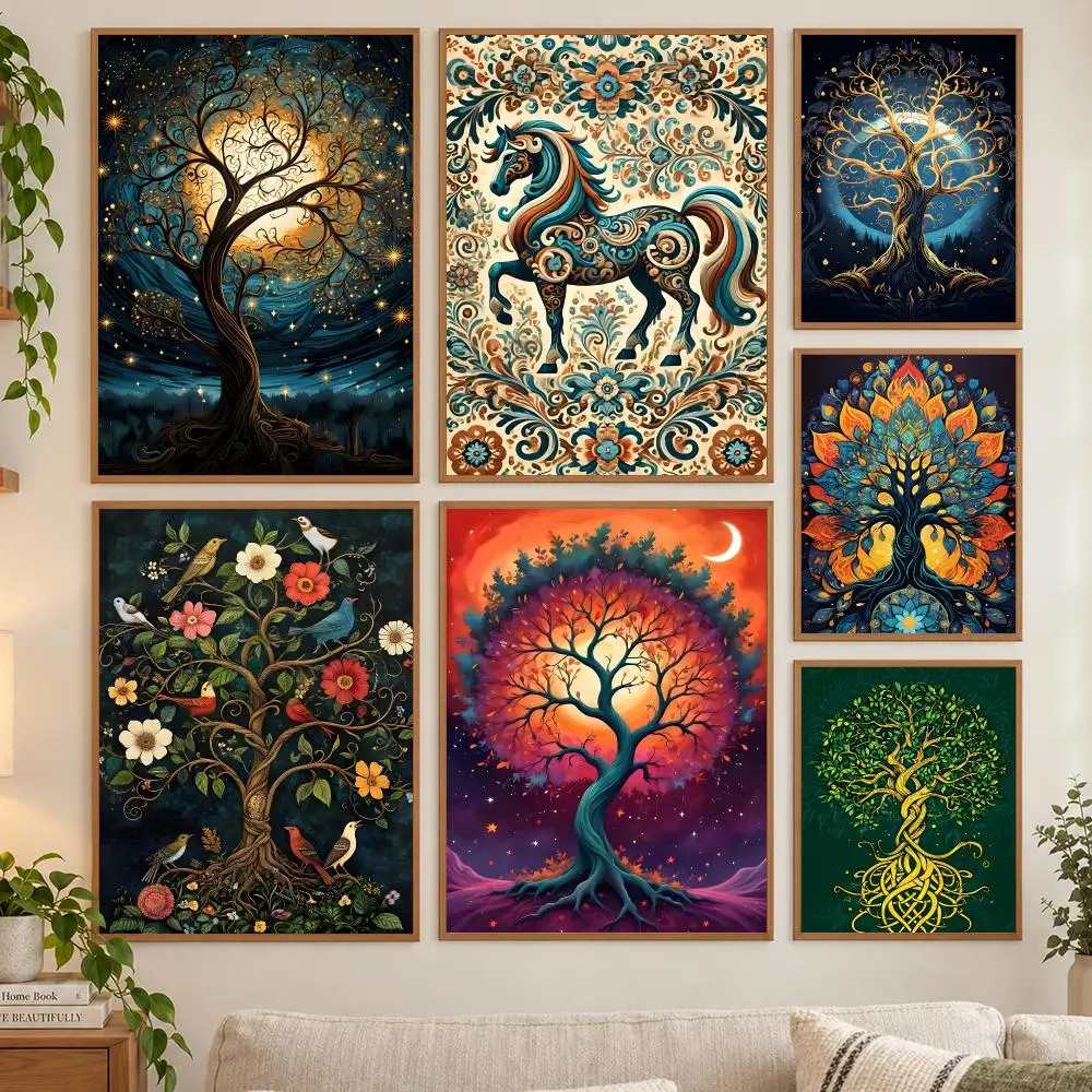 Indian Tree Of Life Poster HD art sticky wall waterproof home living room bedroom bar aesthetic decoration
