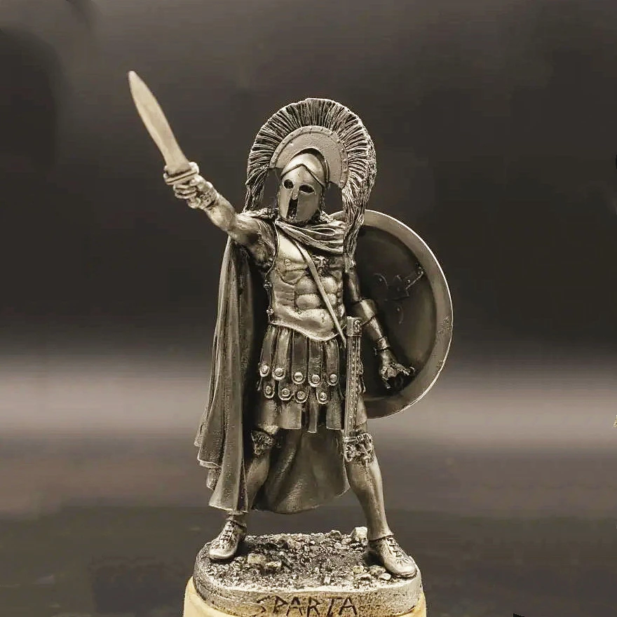 

Spartan Army Commander Figurines Desktop Small Ornaments Tin Metal Round Shield Ancient Greece Soldier Model Christmas Gift