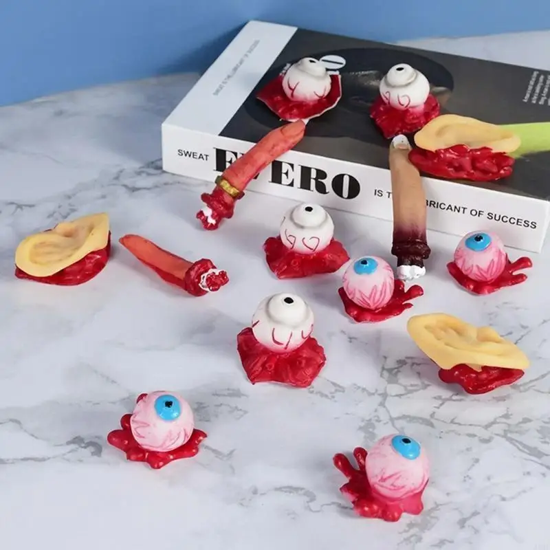 49MF أجزاء جسم دموية وهمية وجه مزيف الأعضاء البشرية مخيفة مقطوعة الرعب هالوين الدعائم المخيفة لعبة