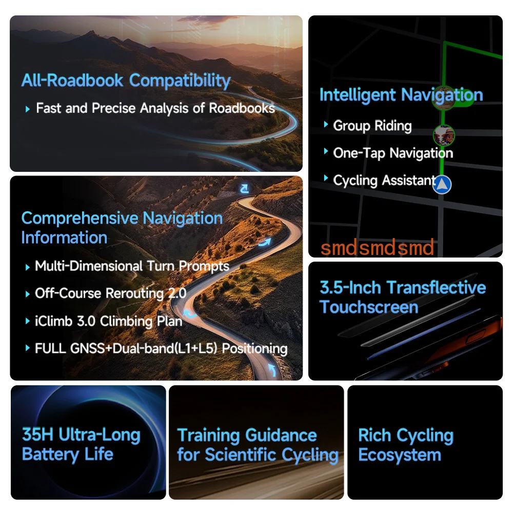 Bike Navigator Touch-screen GPS Bike Computer 35-Hour Battery Life Bicycle Accessories
