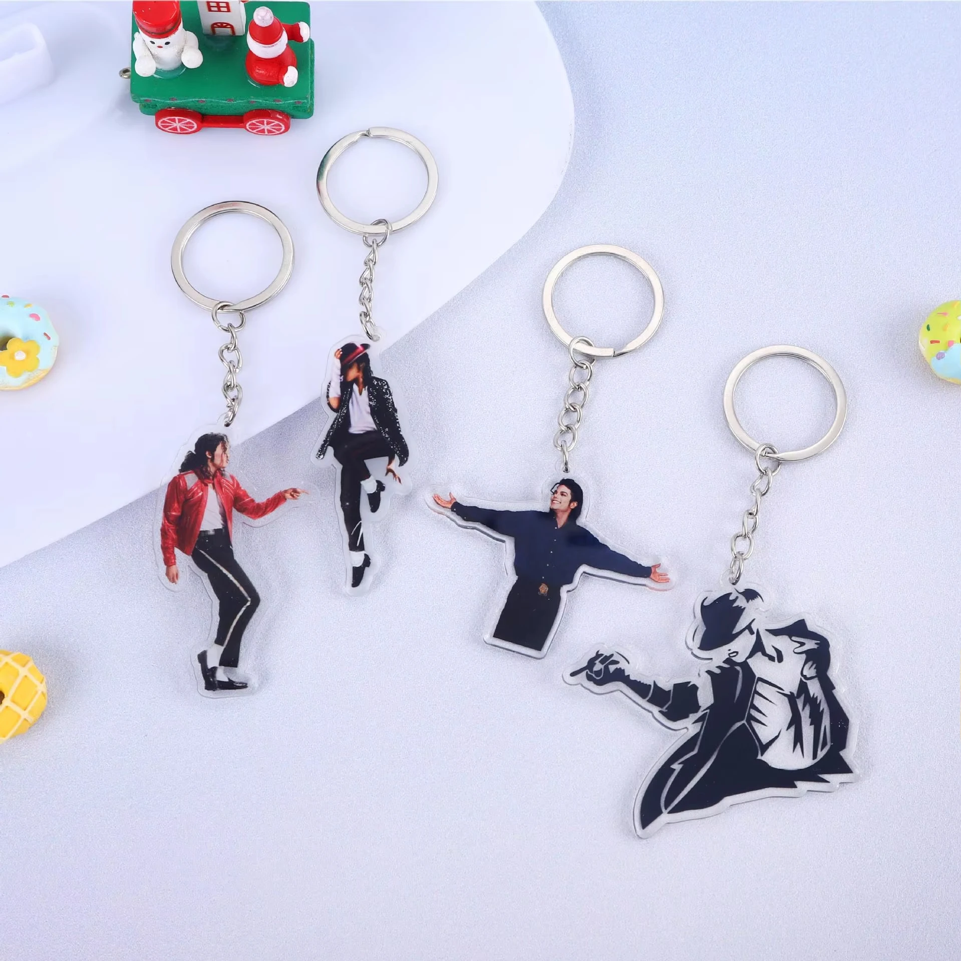 1/4pcs New Arrival Michael Jackson Acrylic Keychain, Figure Pendant, Backpack Bag Charm Ornament, Gift