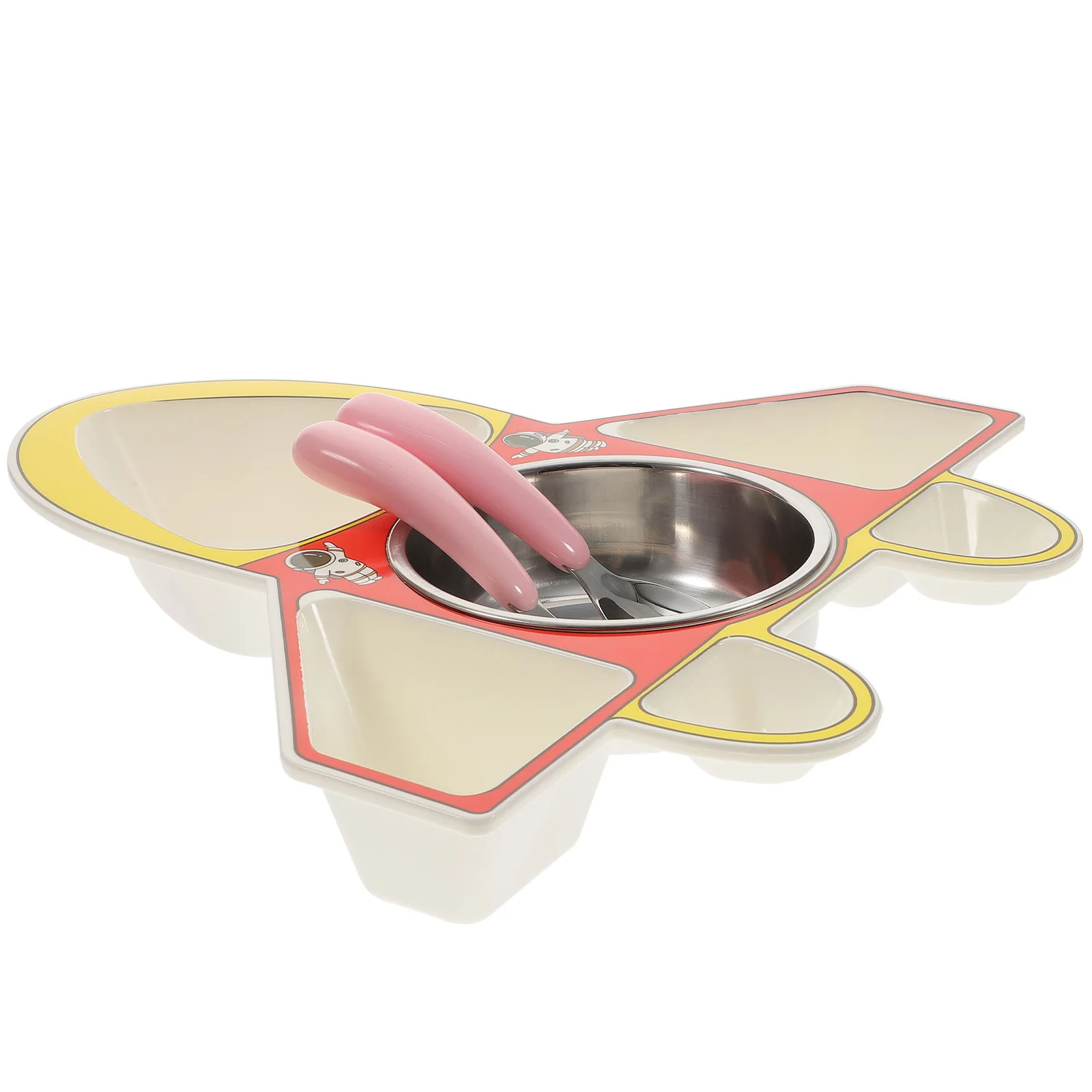

1 set Kids Divided Food Plate Set Airplane-Shaped Cartoon Baby Dinner Plate Non-Slip Bpa-Free Easy Clean For Toddler Meals Home