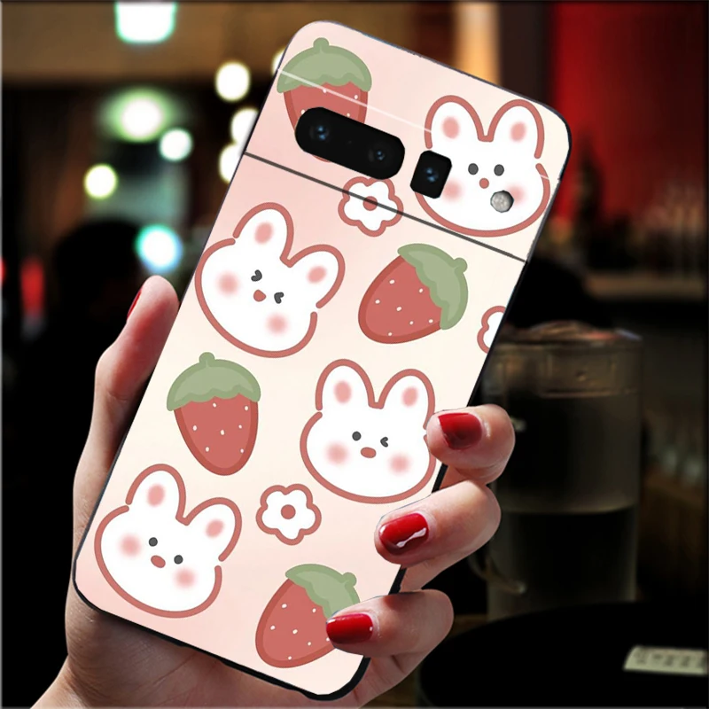 Strawberry Cat Phone Case For Google Pixel 10 9 Pro XL 9A 8 7 6 Pro Pixel 8A 7A 6A Pixel 8 7 6 5