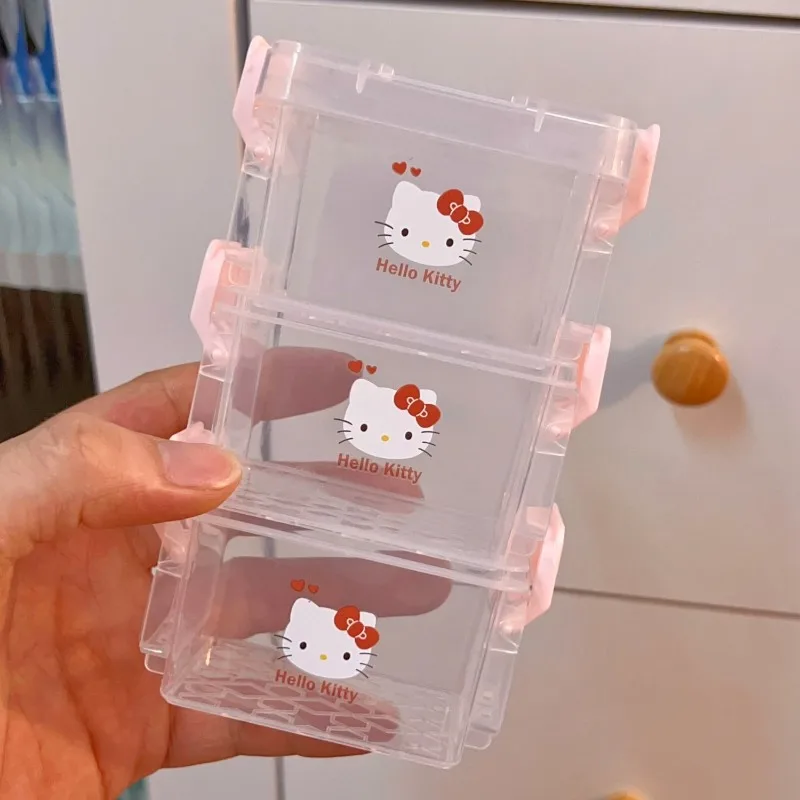 

Hello Kitty Anime Kawaii Sanrio Three Layer Desktop Mini Storage Box Cute Cartoon PomPomPurin Student Case Gifts for Kids