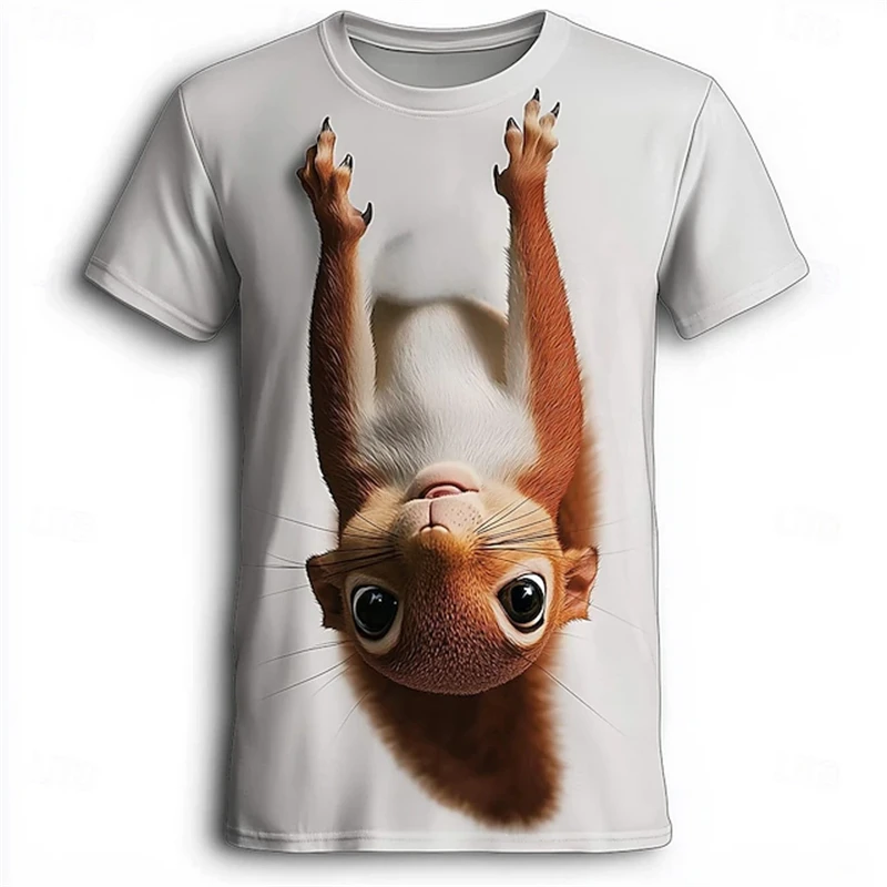 Funny Animal Graphic Print T-shirt Men Short Sleeve Tees Men's Summer T-shirts Horse Squirrel Graphic Tee Women Summer Clothes
