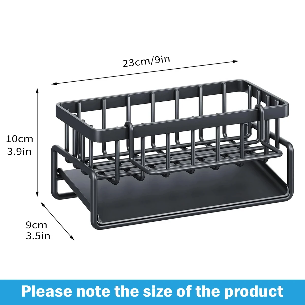 Leeseph Sponge Holder for Kitchen Sink Self-Drainage Kitchen Sink Caddy Rustproof Steel Dish Sponge Organizer Brush Holder