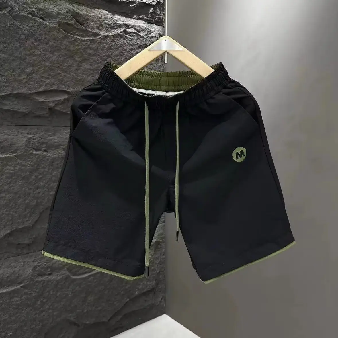 Summer Lightweight Breathable Men's Qui Dry Casual orts Faionable Patchwork Spor Five-Point Pants Loose Fit Versatile