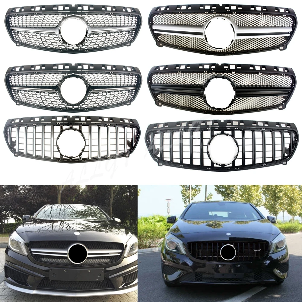 

Front Racing Billet Bumper Grille Cover For Mercedes Benz W176 A-Class A160 A180D A200D A220 A250 2013 2014 2015 Diamond GT